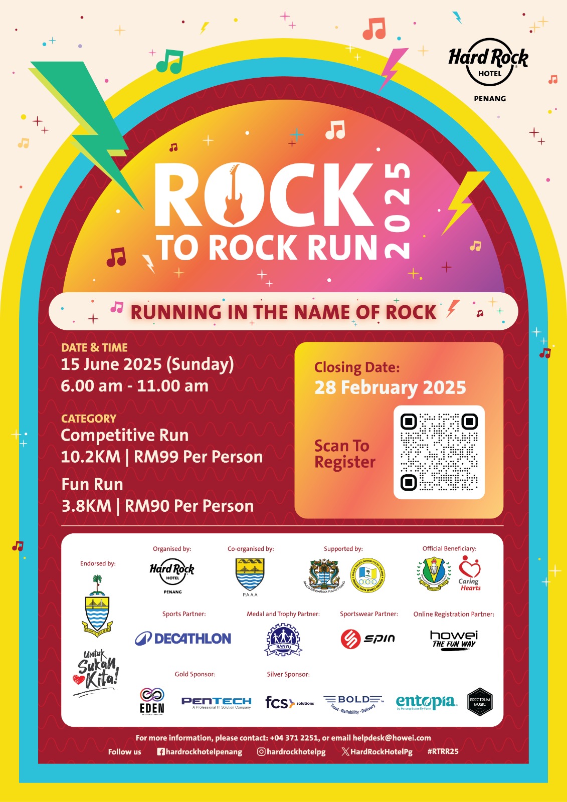 Rock to Rock Run 2025 runners at Hard Rock Hotel Penang