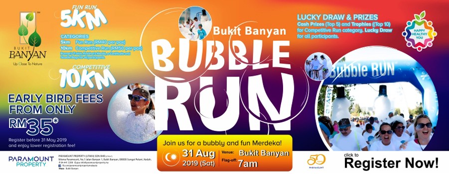 Bukit Banyan Bubble Run runners at Bukit Banyan